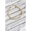 CM Şerit Model Zirkon Taşlı VIP Seri Gold Renk Pirinç Kadın Bileklik