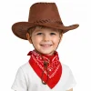 Çocuk Kovboy Şapka Kahverengi & Kırmızı Bandana Fular Seti