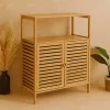 ÇOK AMAÇLI DOLAP AHŞAP BAMBU ORGANİZER RAFLI 66X33X85CM (5047)