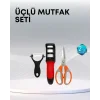 Çok Fonksiyonlu Mutfak Makas Seti – 3 Makas, Bileyici ve Soyacak Dahil
