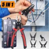 Çok yönlü 5 in 1 pense seti, değiştirilebilir çelik kafa pense kiti ağır hizmet tipi çok amaçlı alet kiti metal sac tel kesme sıyırma sıkma (5047)