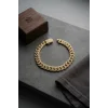 Cuban Zincir Model Zirkon Taşlı Gold Renk Erkek Bileklik