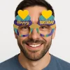 Cupcake Temalı Doğum Günü Renkli Karton Happy Birthday Gözlüğü 6 Adet