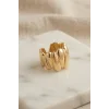 Damla Dilimli Gövde Gold Renk Bohem Yüzük