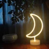 Dekoratif Pilli Ay Tasarımlı 3D Neon Led Masa Ve Gece Lambası