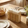 Dekoratif Plastik Rattan Dikdörtgen Peçetelik–Doğal Hasır Dokulu Masaüstü Peçete Standı (5047)