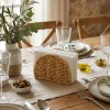 Dekoratif Plastik Rattan Yarım Yuvarlak Peçetelik–Doğal Hasır Dokulu Masaüstü Peçete Standı (5047)