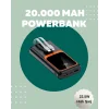 Dijital Ekranlı 20.000 mAh Powerbank | 22.5W Hızlı Şarj + Çoklu Bağlantı Seçeneği