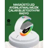 Dijital Saatli Kablosuz Şarj Destekli RGB LED Işıklı Bluetooth Ses Sistemi