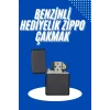 Doldurulabilir Siyah Benzinli Çakmak Metalik