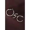 Düğüm Model Gümüş Renk Metal Çoklu Halka Küpe