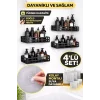 Duş İçi Yapışkanlı Banyo Rafı 4’lü Set | Delme Yok | Güçlü Yapışkan Bantlı Organizer