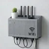 Duvar Tipi Wi-Fi Modem Saklama Kutusu(Gri) – Kablo Düzenleyici Router Raf Organizer (5047)