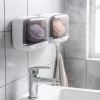 Duvara Monte İkili Kapaklı Plastik Katı Sabunluk Organizer – Banyo & Mutfak İçin Yapışkanlı Sabun Kutusu ve Düzenleyici