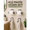 Duvara Yapışkanlı Rulo Kağıtlık ve Havlu Askılığı 2’şer Adet 4’lü Set