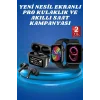 Ekranlı Yeni Nesil Pro Kulaklık ve Akıllı Saat Kampanyası Kulak İçi Mikrofonlu