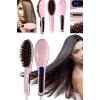 Elektrikli Saç Düzleştirici Tarak Saç Düzleştirici Fırça Sıkı Dişli Pembe