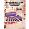Ergonomik Saplı Fiber Kıllı 12li Makyaj Fırça Takımı Göz ve Ten Makyajı İçin Uygun