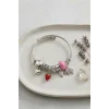 Fil Çilek ve Kalp Charmlı Bileklik