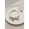 Fil Çilek ve Kalp Pembe Charmlı Bileklik