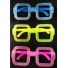 Fosforlu Kare Model Glow Parti Gözlüğü Karanlıkta Yanan Gözlükler 12 Adet (5047)