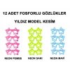 Fosforlu Yıldız Model Glow Parti Gözlüğü Karanlıkta Yanan Gözlükler 12 Adet (5047)
