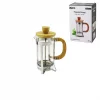 FRENCH PRESS METAL KAFES - BAMBU SAP BAMBU KAPAK 350ML CAM BİTKİ SÜZGEÇİ (5047)