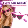 Fuşya Pembe Retro Kalp Gözlük – 80’ler 90’lar Stil Parti Gözlüğü (5047)