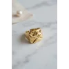 Geometrik Origami Tasarımlı Ayarlanabilir Gold Renk Yüzük