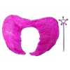 Gerçek Tüylü Katlanabilir Çocuk Pembe Melek Kanadı ve Asa Seti 40x55 cm (5047)