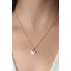 Gold Beyaz Renk Kelebek Figür Kadın Kolye