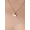 Gold Beyaz Renk Kelebek Figür Kadın Kolye