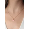 Gold Pembe Renk Kelebek Figür Kadın Kolye