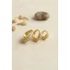 Gold Renk 3 lü Zirkon Taşlı Halka Küpe Set