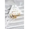 Gold Renk 6 Çiftli Pirinç Kadın Küpe Seti