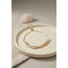 Gold Renk Baget Zirkon Taşlı Sarmal Model Pirinç Asansör Bileklik