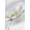 Gold Renk Daire Form Sedef ve Zirkon Taşlı Kadın Yüzük