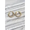 Gold Renk Full Zirkon Taşlı Halka Kadın Küpe