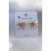 Gold Renk Kurdele Model Zirkon Taşlı Kadın Küpe