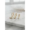 Gold Renk Kutup Yıldız Model 3 lü Küpe Seti