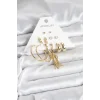 Gold Renk Pirinç Kadın 6 Çift Küpe Seti