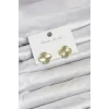 Gold Renk Pirinç Yonca Model Kadın Küpe