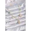 Gold Renk Zirkon Taşlı Çoklu Figür Model Şans Kolyesi