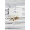 Gold Renk Zirkon Taşlı Kadın Küpe