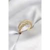 Gold Renk Zirkon Taşlı Sarmal Kadın Yüzük