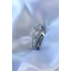 Gümüş Renk Kalp Zirkon Taşlı Charm Model Pirinç Kadın Yüzük
