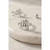 Gümüş Renk Kedi Tasarım Pirinç Kadın Yüzük