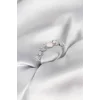 Gümüş Renk Minimal Plaka ve Zirkon Taşlı Kadın Yüzük