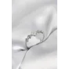 Gümüş Renk Minimal Yonca ve Zirkon Taşlı Kadın Yüzük