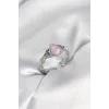 Gümüş Renk Pembe Damla Model Kadın Yüzük